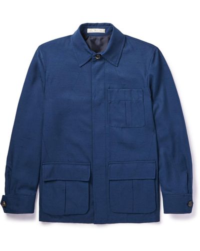 Umit Benan Explorer Slub Linen Shirt Jacket - Blue