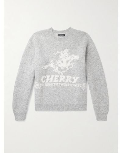 CHERRY LA Intarsia-knit Alpaca-blend Jumper - White
