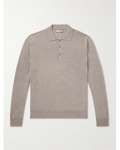 Canali Slim-fit Merino Wool Polo Shirt - Grey