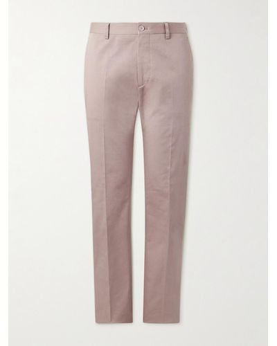 Etro Straight-leg Cotton-blend Twill Trousers - Pink