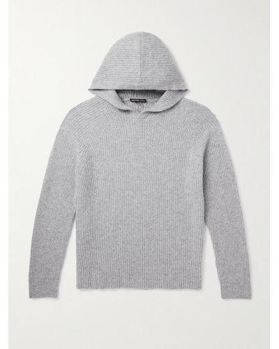 James Perse Ribbed Cashmere Hoodie - Grey