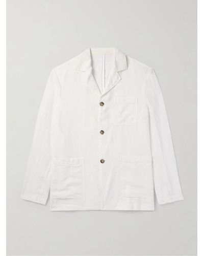 Altea Cleto Hemdjacke aus Leinen mit Reverskragen - Weiß