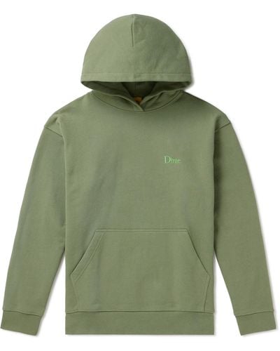 Dime Logo-embroidered Cotton-jersey Hoodie - Green