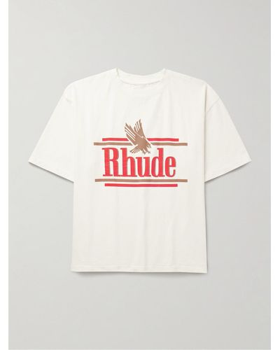 Rhude T-shirt in jersey di cotone con logo Rossa - Grigio