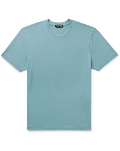 Tom Ford Lyocell And Cotton-blend Jersey T-shirt - Blue