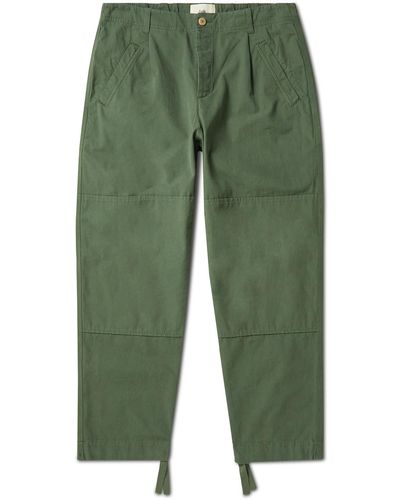 Folk Assembly Brushed Cotton-twill Pants - Green