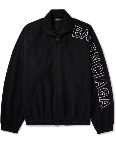 Balenciaga Oversized Logo-appliquéd Fleece Track Jacket - Black