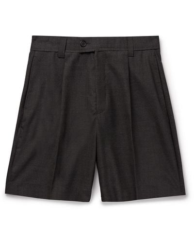 mfpen Wide-leg Pleated Upcycled Wool Shorts - Black