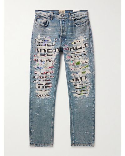 GALLERY DEPT. Straight-leg Panelled Distressed Jeans - Blue