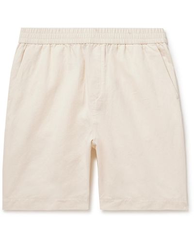 Sunspel Straight-leg Cotton And Linen-blend Twill Shorts - Natural