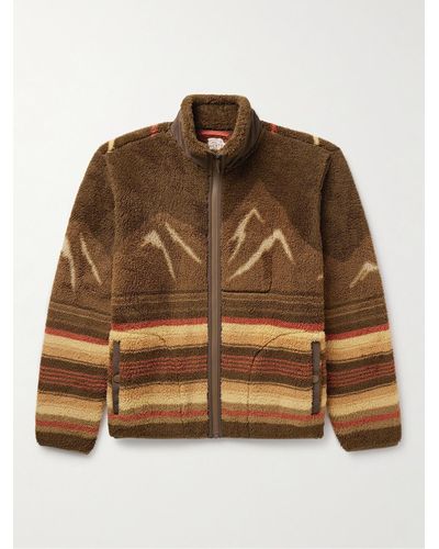 Faherty Printed Recycled-fleece Jacket - Brown