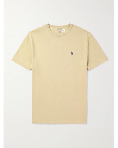 Polo Ralph Lauren Logo-embroidered Cotton-jersey T-shirt - Natural