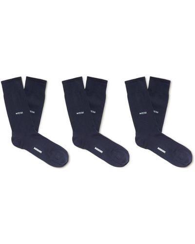 Missoni Three-pack Logo-jacquard Cotton-blend Socks - Blue
