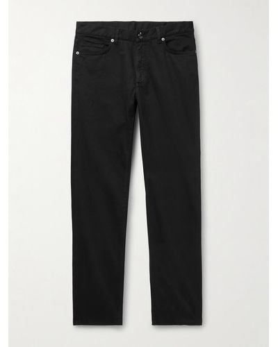 Zegna Slim-fit Brushed Cotton-blend Trousers - Black