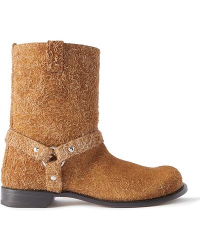 Loewe Paula's Ibiza Campo Brushed-suede Boots - Brown