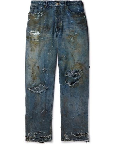 Balenciaga Super Destroyed Wide-leg Jeans - Blue