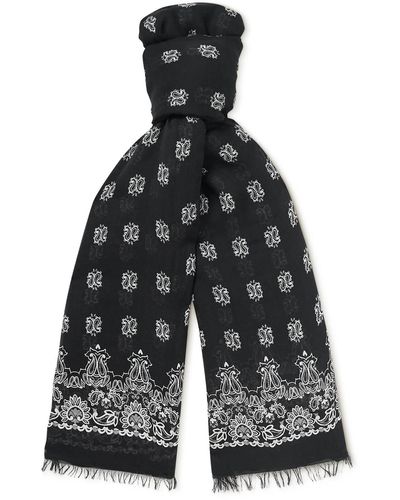 Saint Laurent Fringed Paisley-print Modal And Cashmere-blend Scarf - Black
