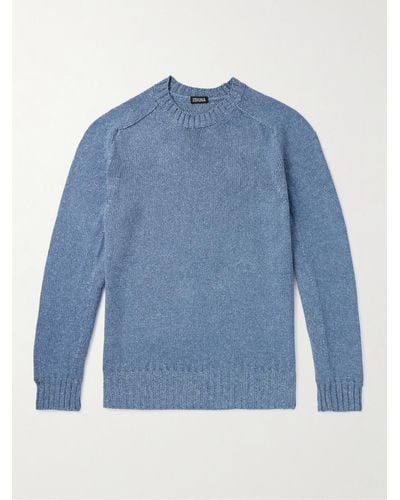 Zegna Pullover aus einer Mischung aus Seide - Blau
