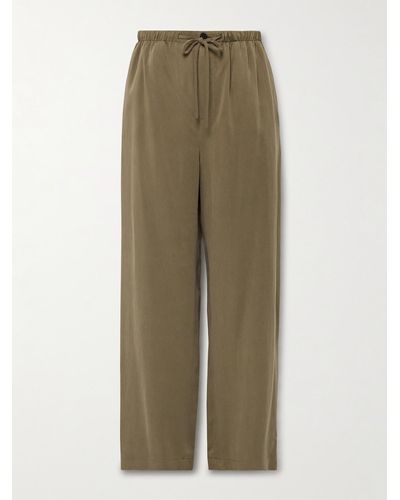 LE17SEPTEMBRE Wide-leg Modal-blend Twill Drawstring Trousers - Green