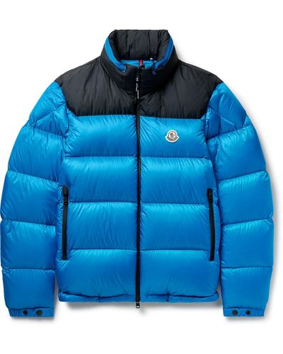 Moncler Peuplier Logo-appliquéd Quilted Shell And Ripstop Down Hooded Jacket - Blue