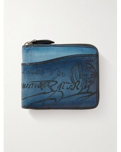 Berluti Itauba Scritto Venezia Leather Zip-around Wallet - Blue