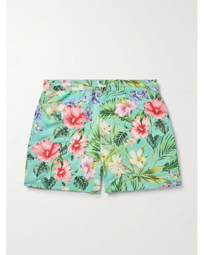 Ralph Lauren Purple Label Amalfi Straight-leg Mid-length Floral-print Swim Shorts - Green