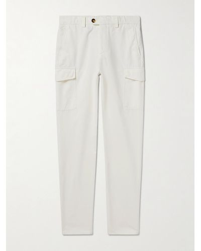 Brunello Cucinelli Straight-leg Cotton-twill Cargo Trousers - White