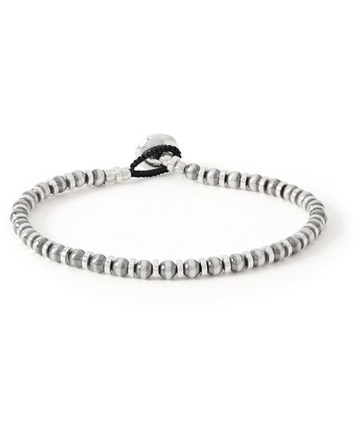Mikia Silver Hematite Beaded Bracelet - Metallic
