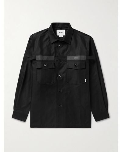 WTAPS Webbing-trimmed Logo-embroidered Cotton Overshirt - Black