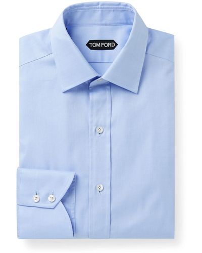Tom Ford Slim-fit Cotton-twill Shirt - Blue