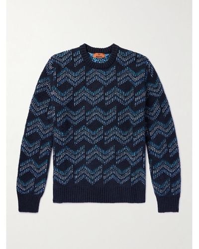 Missoni Pullover aus Jacquard-Strick aus einer Stretch-Baumwollmischung - Blau