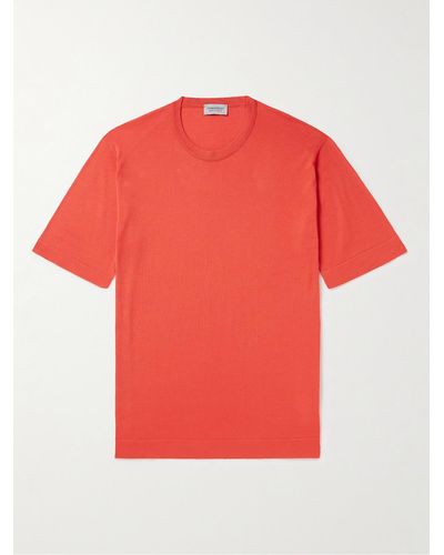 John Smedley Lorca schmal geschnittenes T-Shirt aus Sea-Island-Baumwolle - Rot