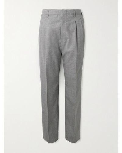 Brunello Cucinelli Tapered Pleated Wool Trousers - Grey