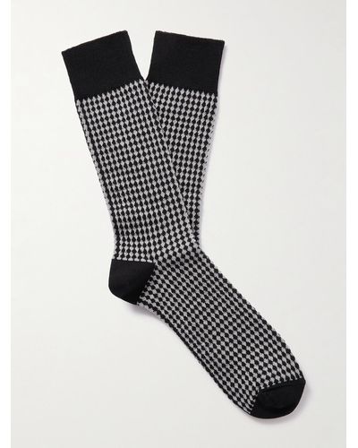 MR P. Jacquard-knit Stretch Cotton-blend Socks - Black