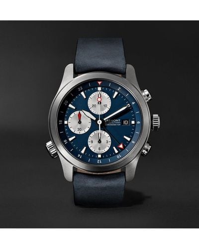 Bremont Limited Edition Automatic Gmt Chronograph 43mm Stainless Steel And Leather Watch - Black