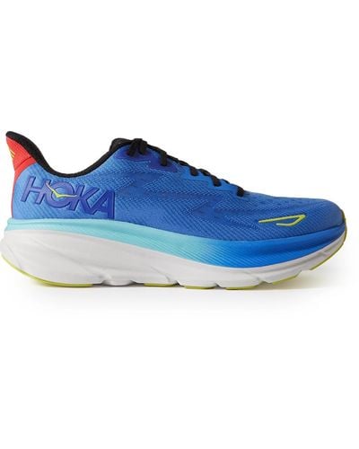 Hoka One One Clifton 9 Rubber-trimmed Mesh Running Sneakers - Blue