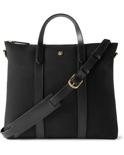 Mismo M/s Mate Leather-trimmed Canvas Tote Bag - Black