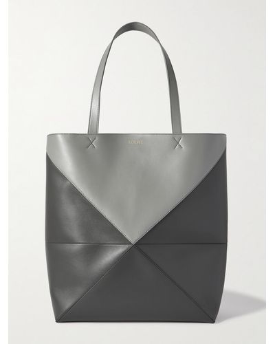 Loewe Puzzle Large Two-tone Leather Tote Bag - Grey