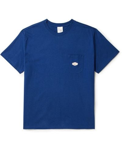 Nudie Jeans Leffe Logo-appliquéd Cotton-jersey T-shirt - Blue