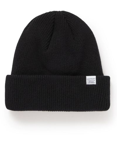 Norse Projects Ribbed Wool Beanie - Black