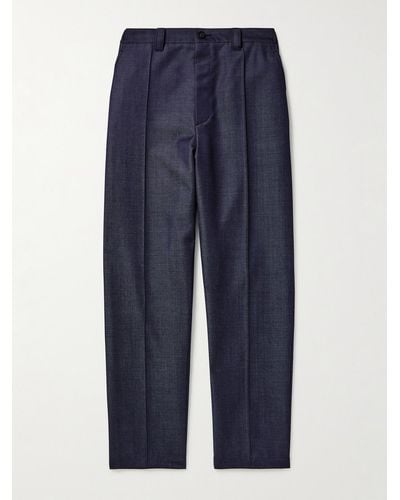 Blue Blue Japan Straight-leg Pleated Wool Pants - Blue