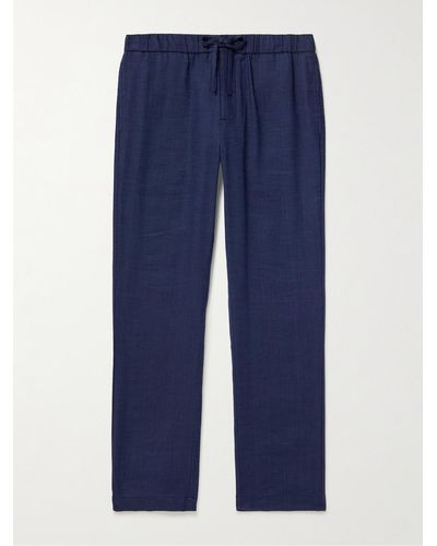 Frescobol Carioca Pantaloni in misto lino e cotone con coulisse - Blu
