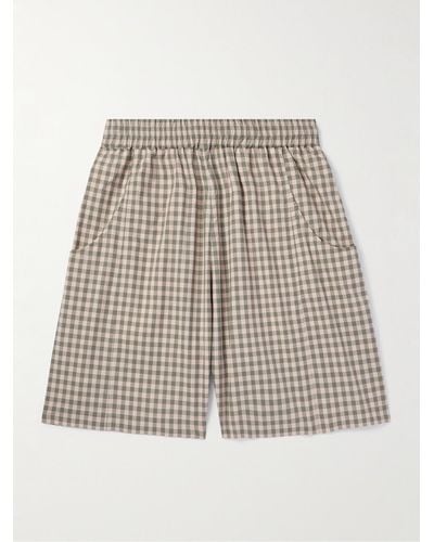 Nicholas Daley Wide-leg Gingham Cotton Shorts - Natural