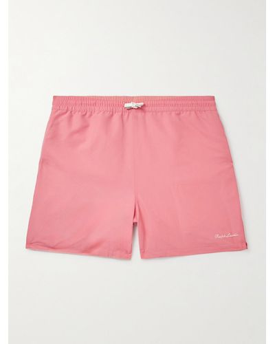 Ralph Lauren Purple Label Amalfi Straight-leg Mid-length Logo-embroidered Swim Shorts - Pink