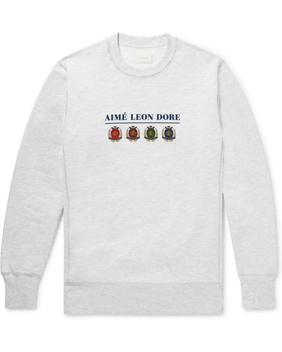 Aimé Leon Dore Logo-print Mélange Loopback Cotton-jersey Sweatshirt - Grey