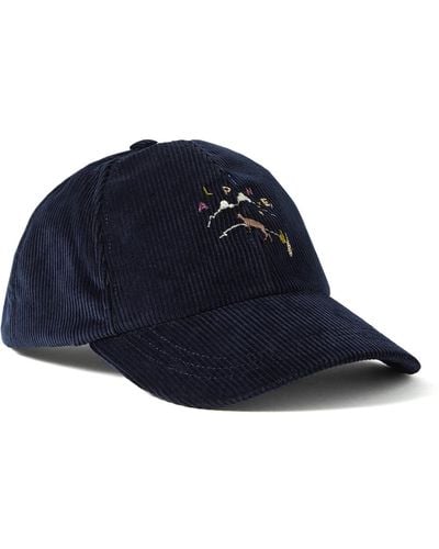 De Bonne Facture Embroidered Cotton-corduroy Baseball Cap - Blue