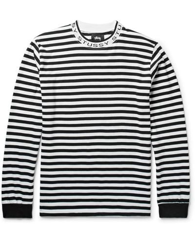 Stussy Striped Cotton-jersey T-shirt - Black
