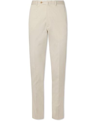 De Petrillo Tapered Cotton-blend Twill Suit Pants - Natural