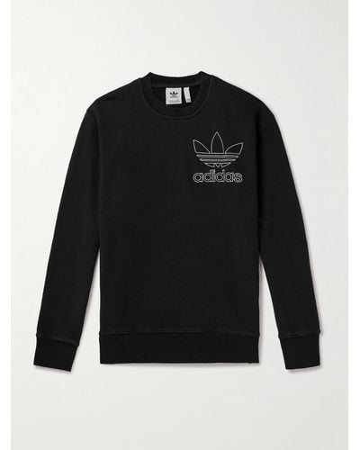 adidas Originals Logo-embroidered Cotton-jersey Sweatshirt - Black