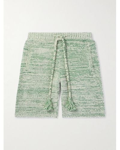 Alanui Bright Hues Straight-leg Cotton-blend Bouclé Bermuda Shorts - Green